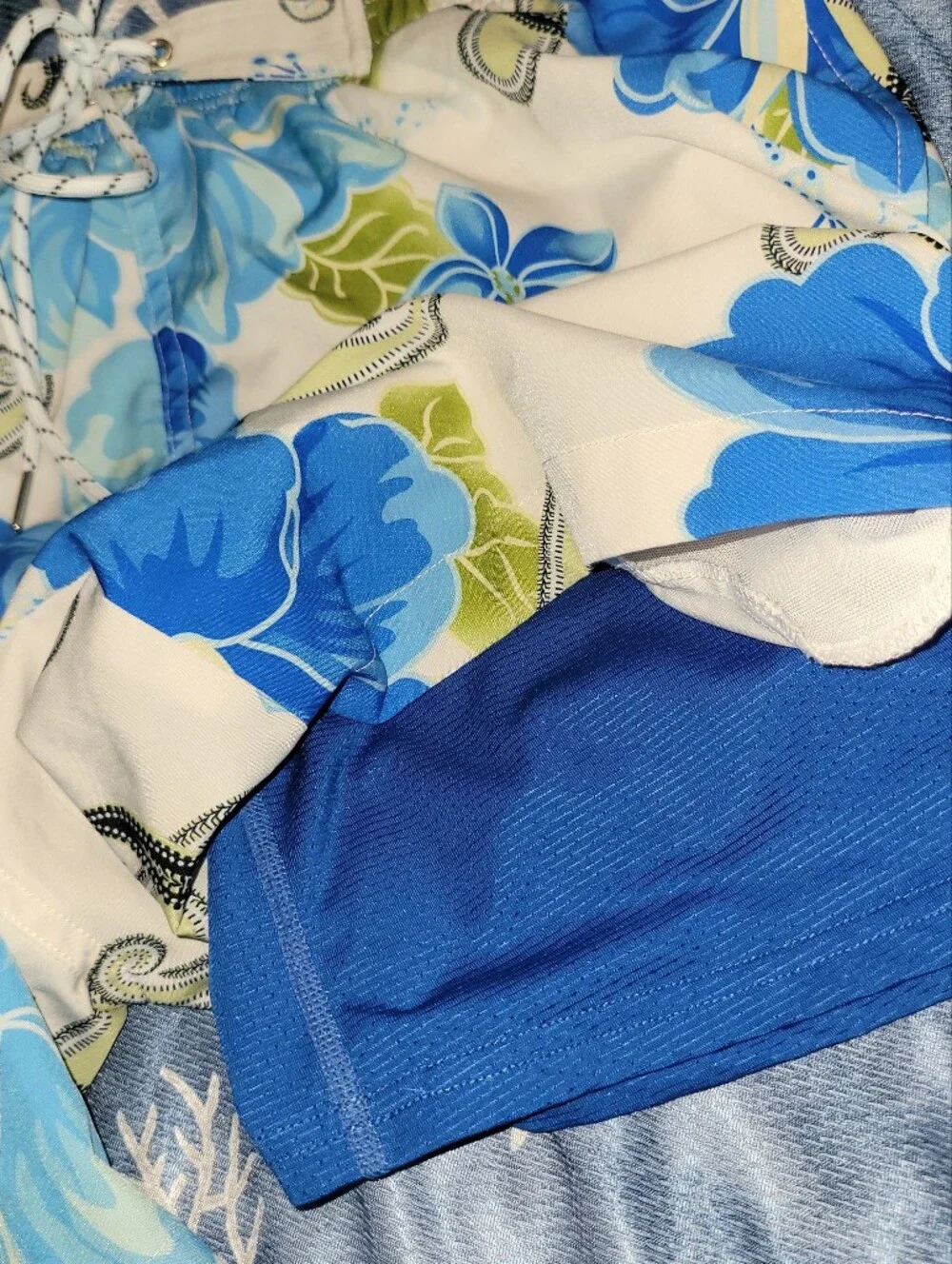 Blue Floral Swim Trunks